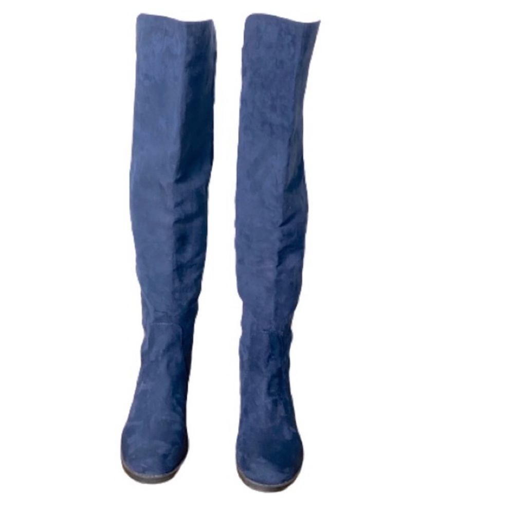 Navy Pull On Boot Faux Suede Casual Knee High Boot
Size 7.5